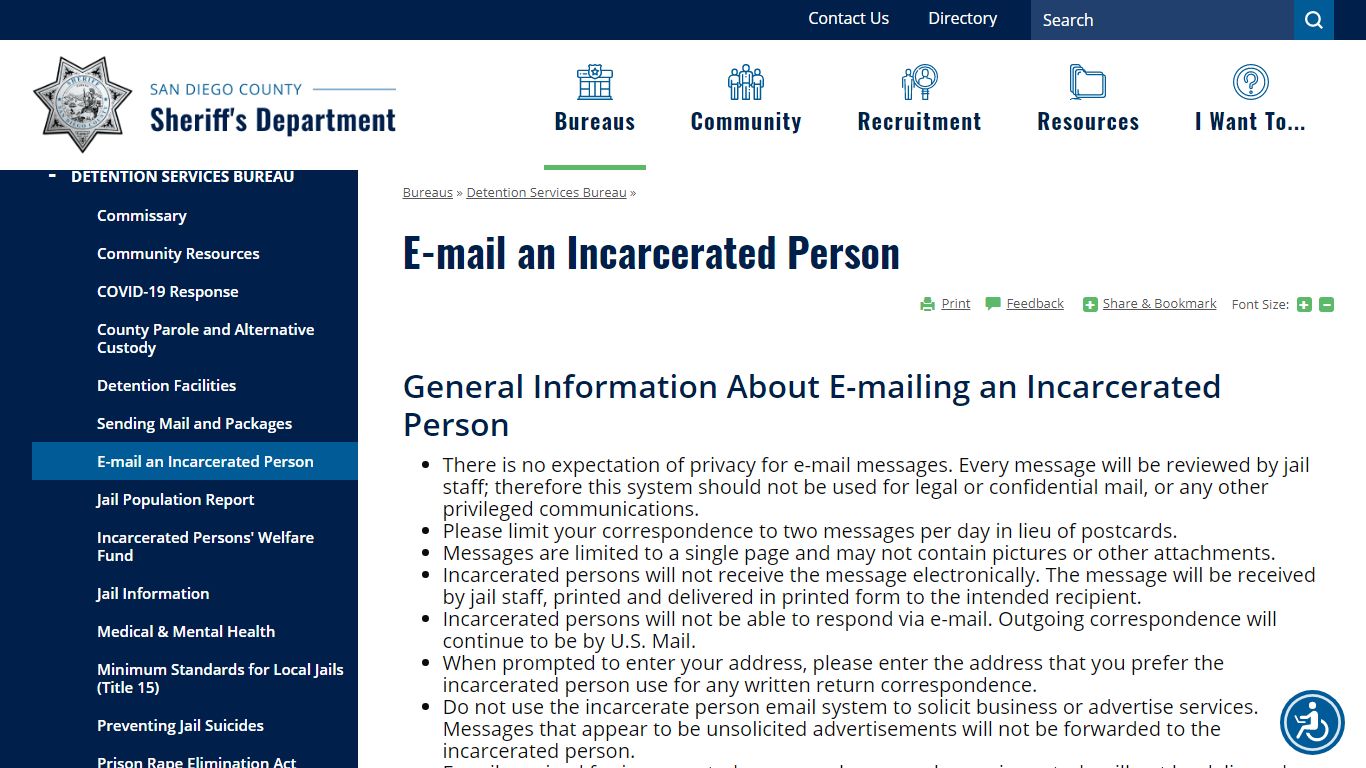 E-mail an Incarcerated Person | San Diego County Sheriff