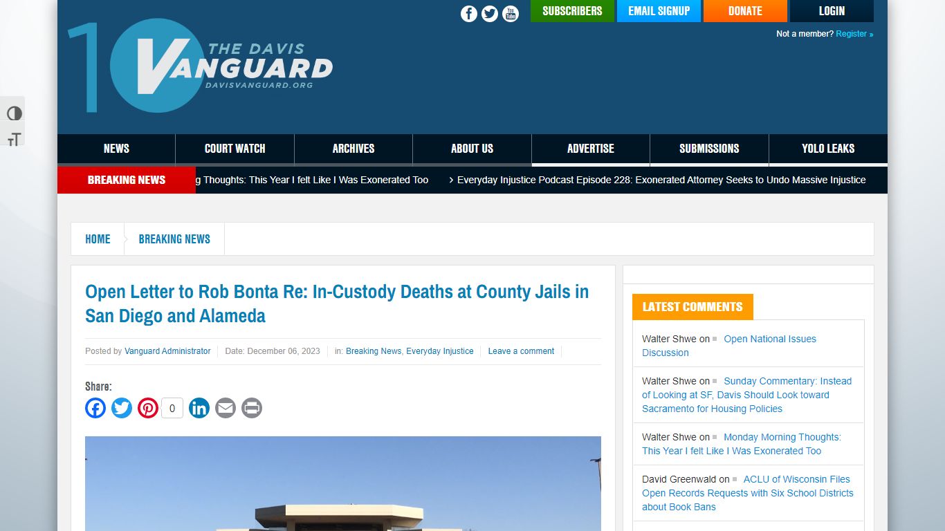 Open Letter to Rob Bonta Re: In-Custody Deaths at County Jails in San ...