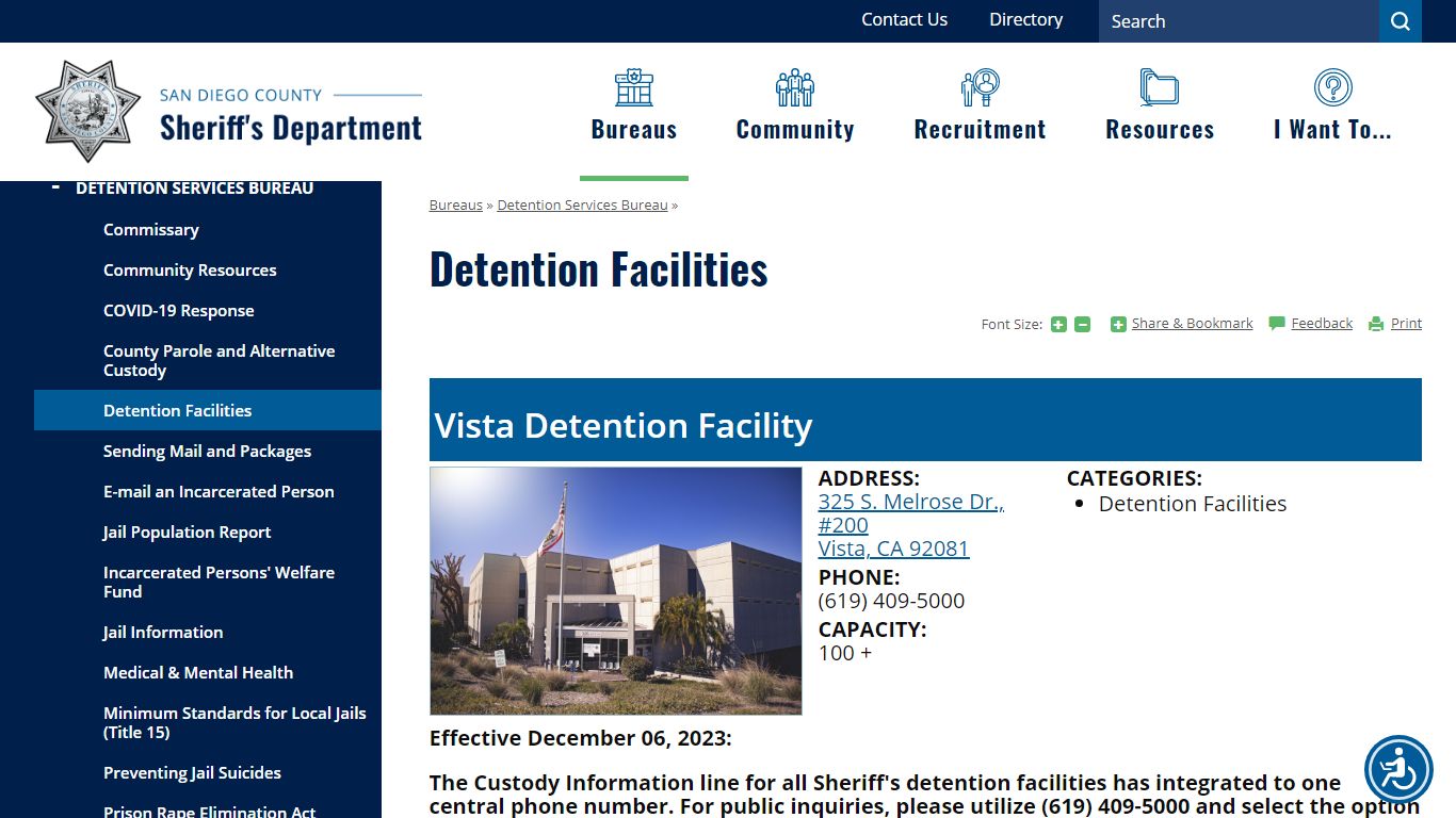 Detention Facilities | San Diego County Sheriff