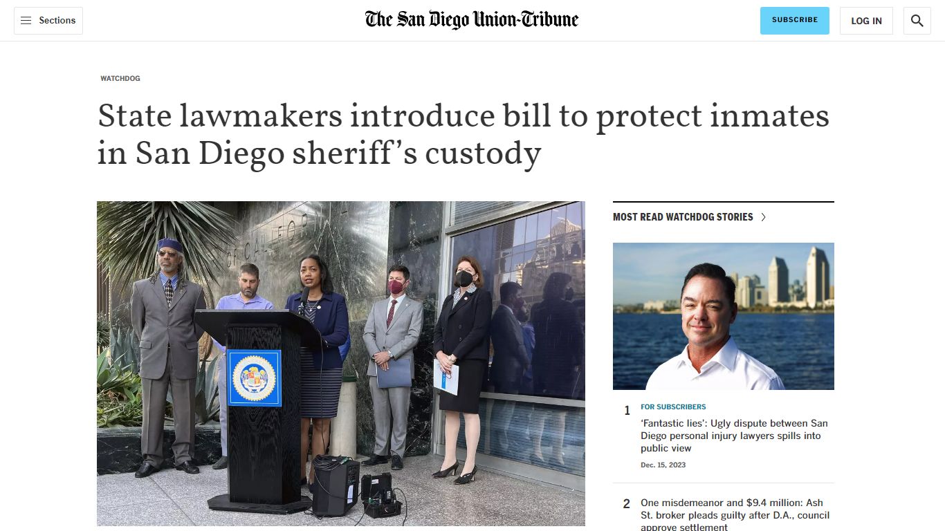 State lawmakers introduce bill to protect inmates in San Diego sheriff ...
